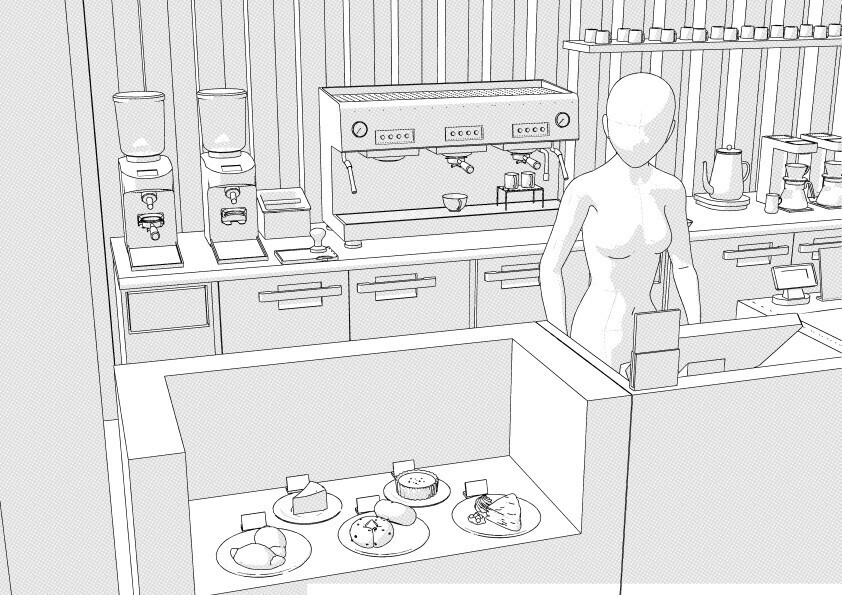 【3D】 オフィス-カフェ・ベーカリー・コーヒーショップ クリスタ用3D素材データcs3o