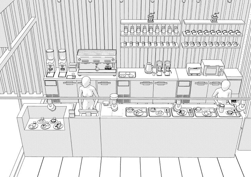 【3D】 オフィス-カフェ・ベーカリー・コーヒーショップ クリスタ用3D素材データcs3o