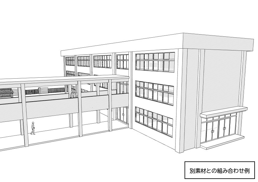 【3D】 学校の渡り廊下 クリスタ用3D素材データcs3o