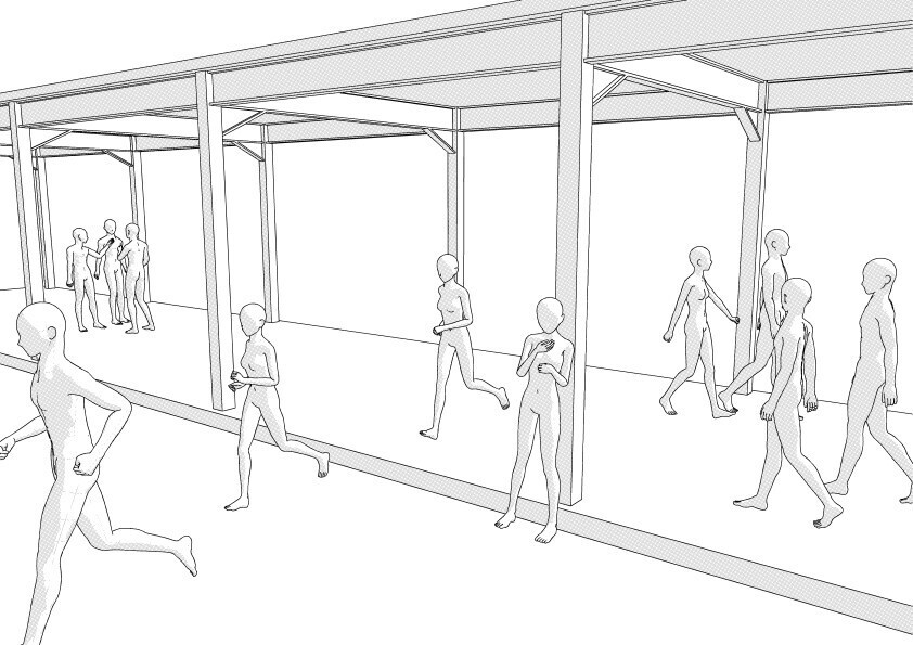 【3D】 学校の渡り廊下 クリスタ用3D素材データcs3o