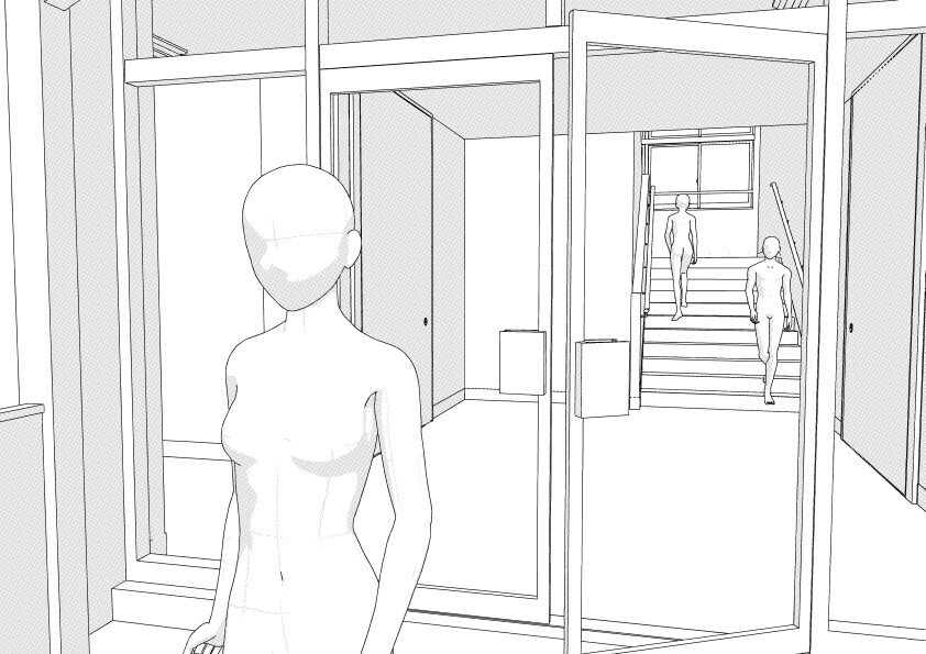 【3D】 学校の職員玄関から廊下・階段・トイレ クリスタ用3D素材データcs3o