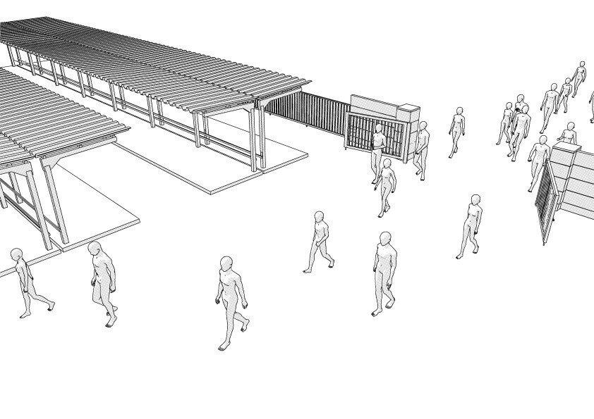 【3D】 学校の裏門と駐輪場 クリスタ用3D素材データcs3o