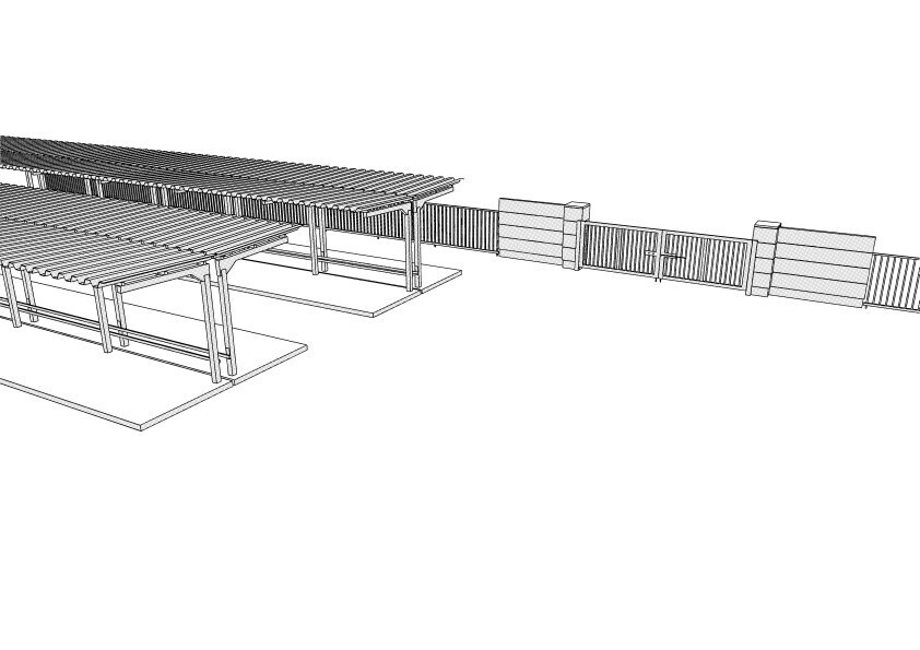 【3D】 学校の裏門と駐輪場 クリスタ用3D素材データcs3o