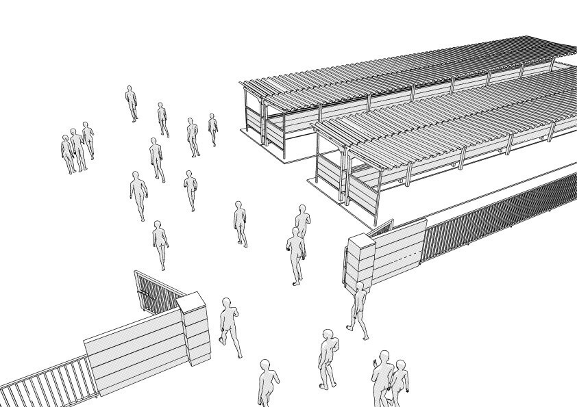 【3D】 学校の裏門と駐輪場 クリスタ用3D素材データcs3o