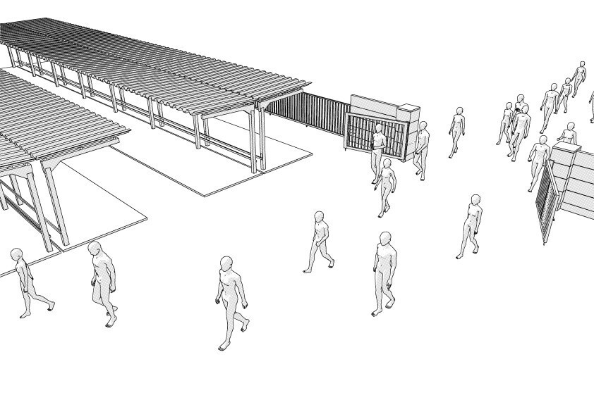 【3D】 学校の裏門と駐輪場 クリスタ用3D素材データcs3o