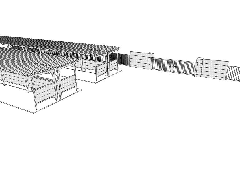 【3D】 学校の裏門と駐輪場 クリスタ用3D素材データcs3o