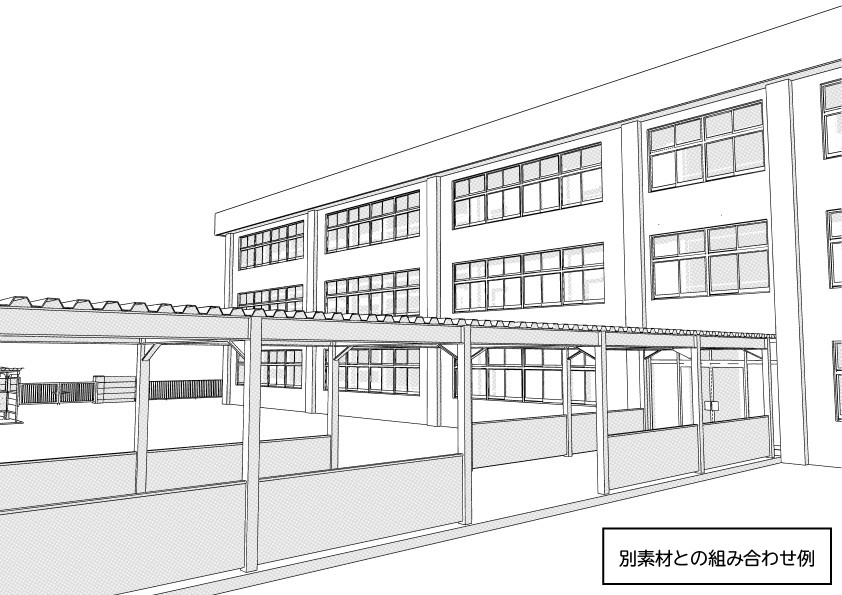 【3D】 学校の校舎(別棟) クリスタ用3D素材データcs3o