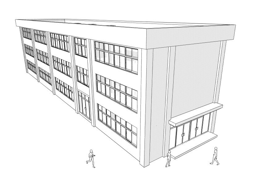 【3D】 学校の校舎(別棟) クリスタ用3D素材データcs3o