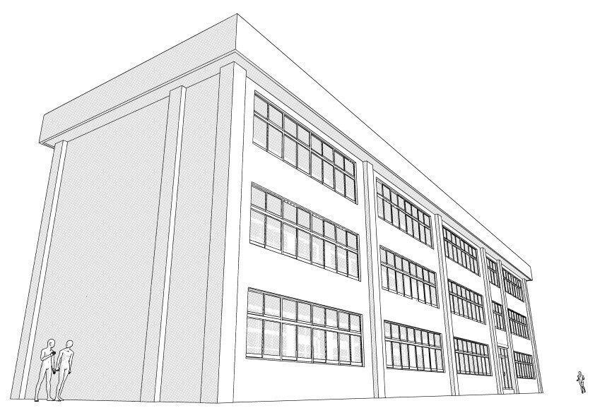 【3D】 学校の校舎(別棟) クリスタ用3D素材データcs3o
