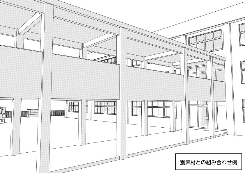【3D】 学校の校舎(別棟) クリスタ用3D素材データcs3o
