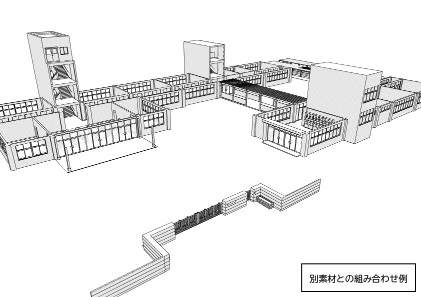 【3D】 学校の廊下と空教室 クリスタ用3D素材データcs3o