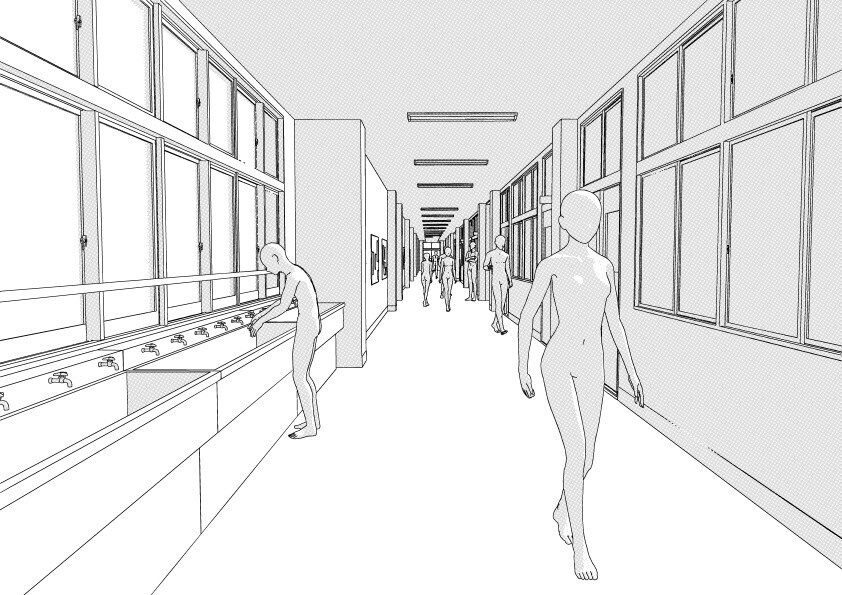 【3D】 学校の廊下と空教室 クリスタ用3D素材データcs3o