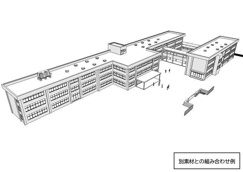 【3D】 学校の校舎 クリスタ用3D素材データcs3o