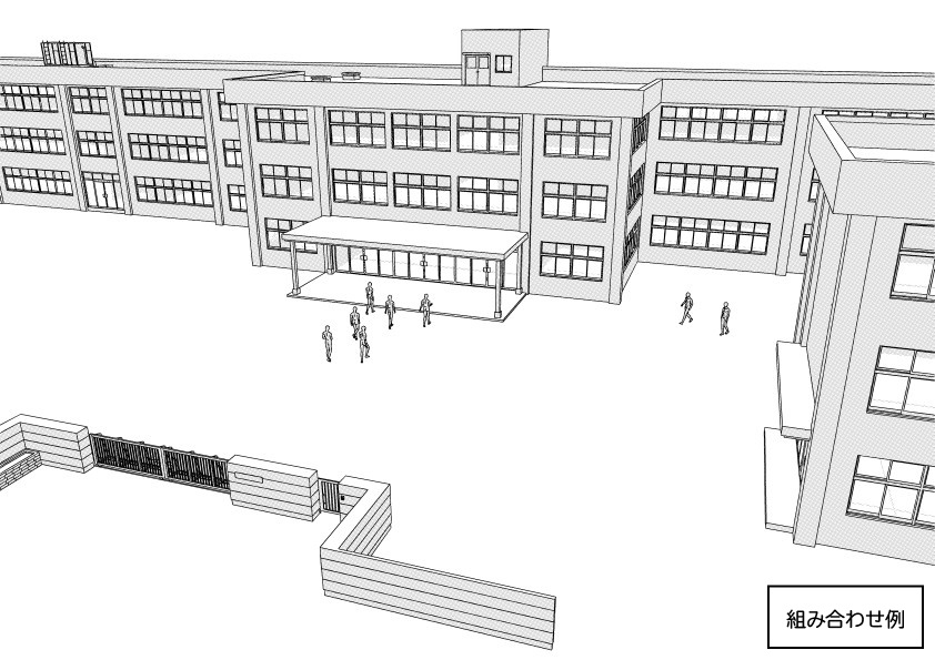 【3D】 学校の校舎セット クリスタ用3D素材データcs3o