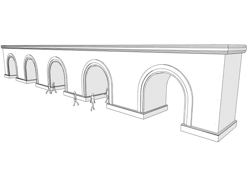 【3D】 アーチ門壁2 クリスタ用3D素材データcs3o