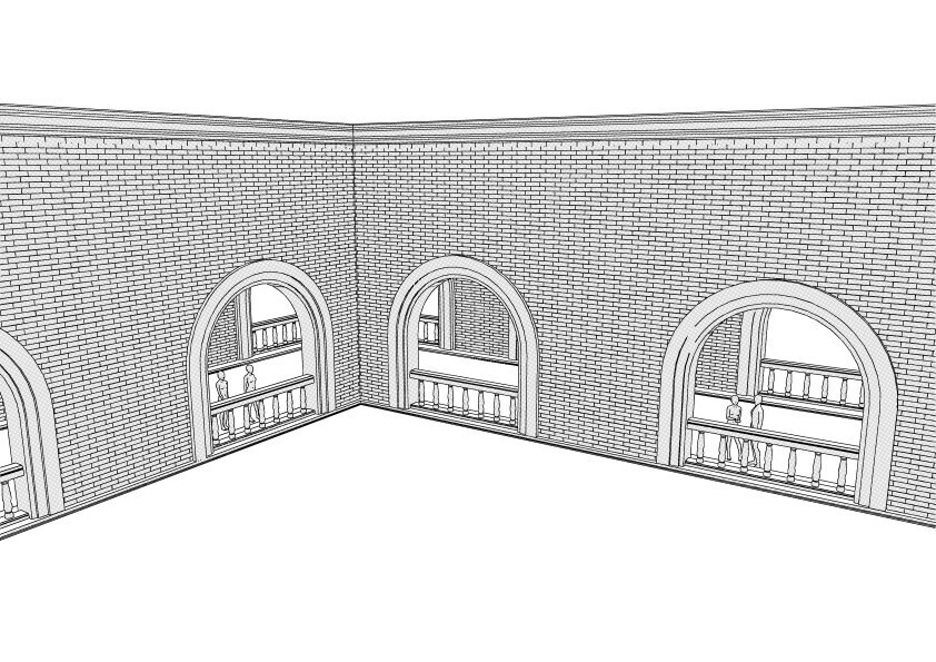 【3D】 アーチ回廊2 クリスタ用3D素材データcs3o