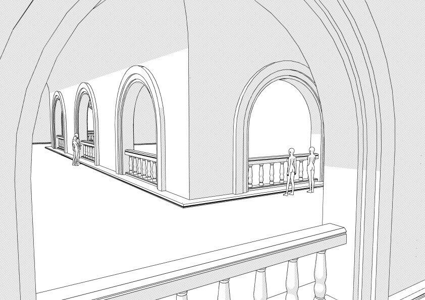 【3D】 アーチ回廊2 クリスタ用3D素材データcs3o