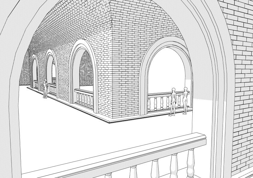 【3D】 アーチ回廊2 クリスタ用3D素材データcs3o
