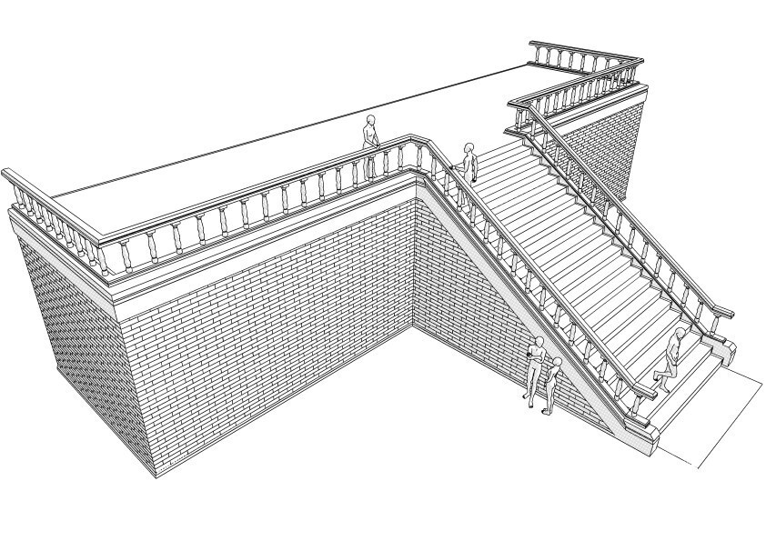 【3D】 洋風の階段 クリスタ用3D素材データcs3o