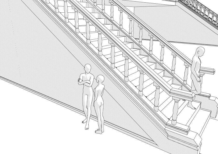 【3D】 洋風の階段 クリスタ用3D素材データcs3o