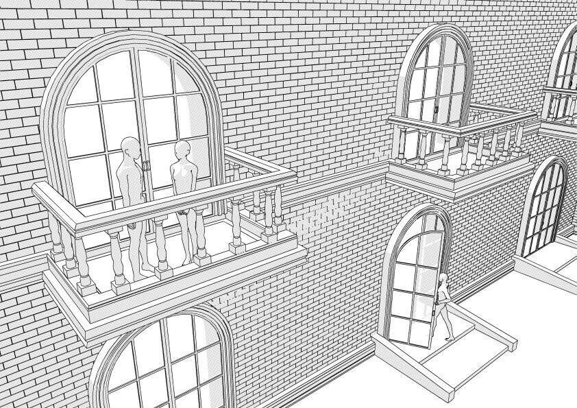 【3D】 洋風のバルコニー(独立) クリスタ用3D素材データcs3o