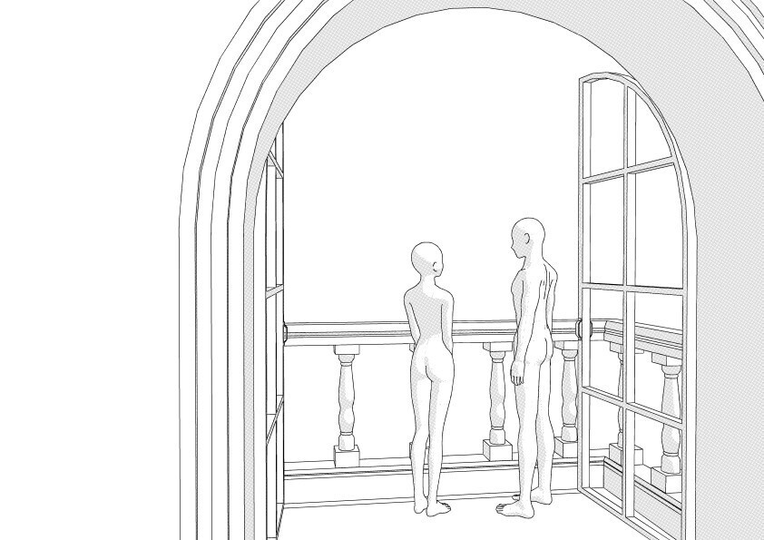【3D】 洋風のバルコニー(独立) クリスタ用3D素材データcs3o