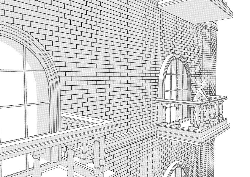 【3D】 洋風のバルコニー(独立) クリスタ用3D素材データcs3o