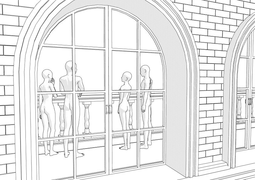 【3D】 洋風のバルコニー(3連) クリスタ用3D素材データcs3o
