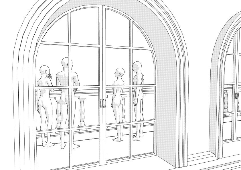 【3D】 洋風のバルコニー(3連) クリスタ用3D素材データcs3o