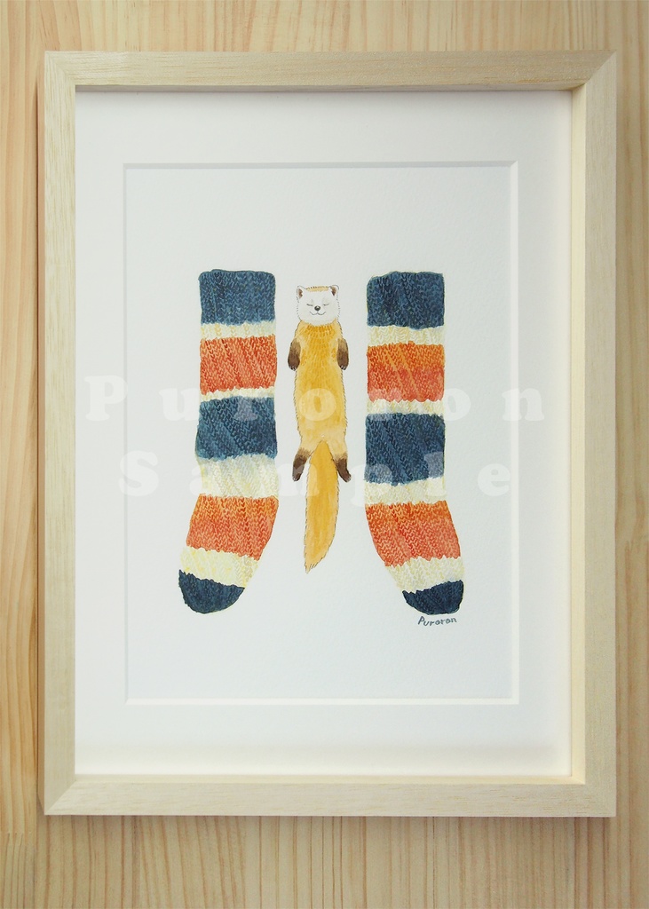 原画「ホンドイタチのひるね」