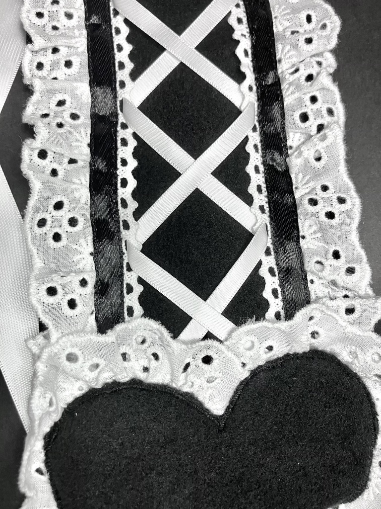 ☁️モコモコフリースな白黒ハートヘッドドレス☁️