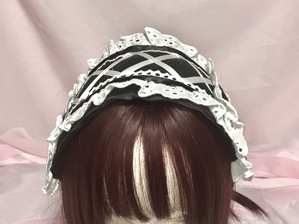 ☁️モコモコフリースな白黒ハートヘッドドレス☁️