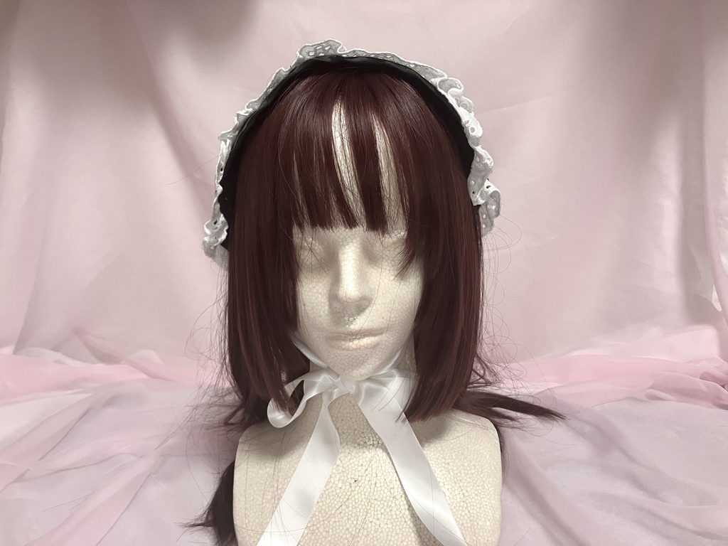 ☁️モコモコフリースな白黒ハートヘッドドレス☁️