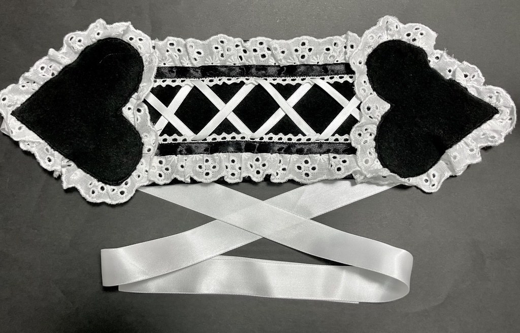 ☁️モコモコフリースな白黒ハートヘッドドレス☁️