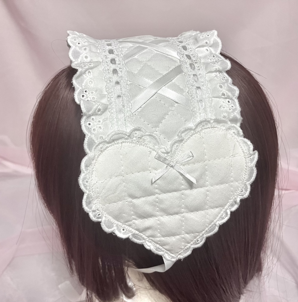 🤍ホワイトキルトのハートヘッドドレス🤍