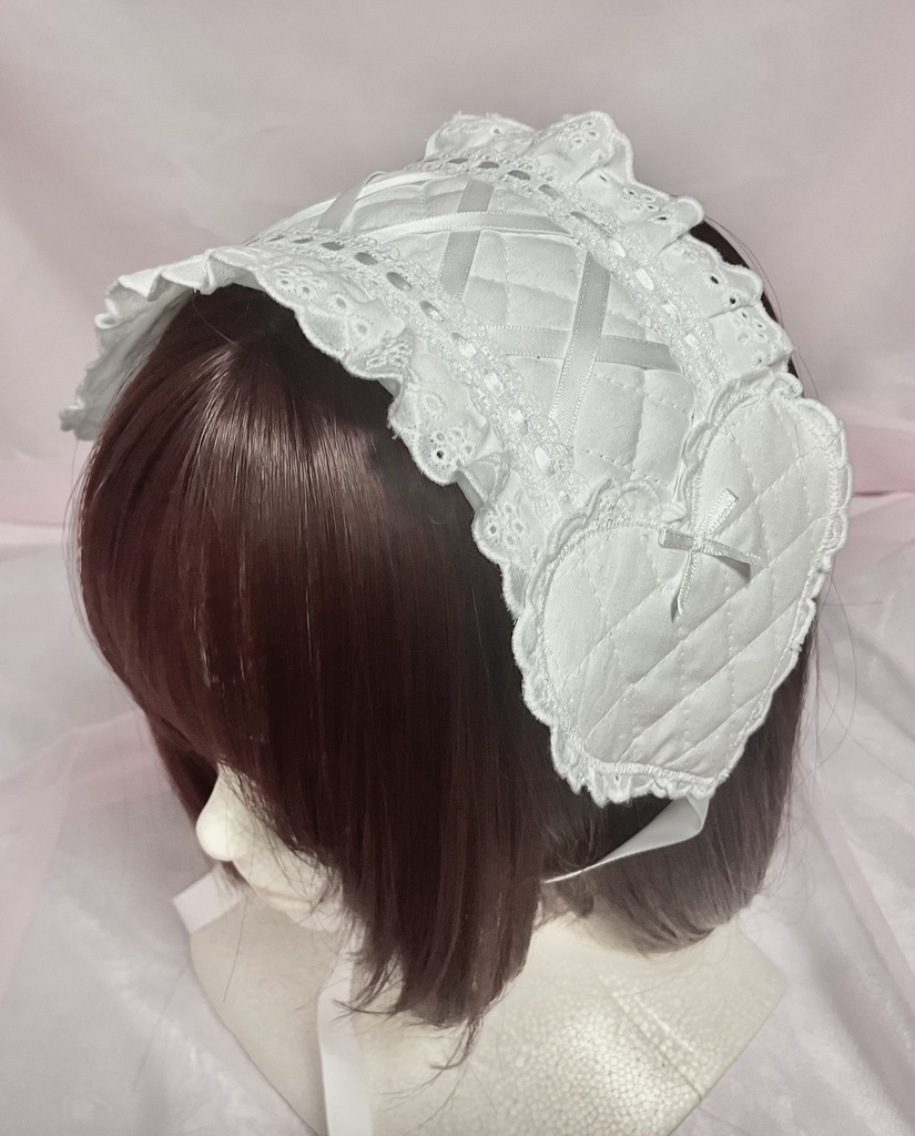 🤍ホワイトキルトのハートヘッドドレス🤍