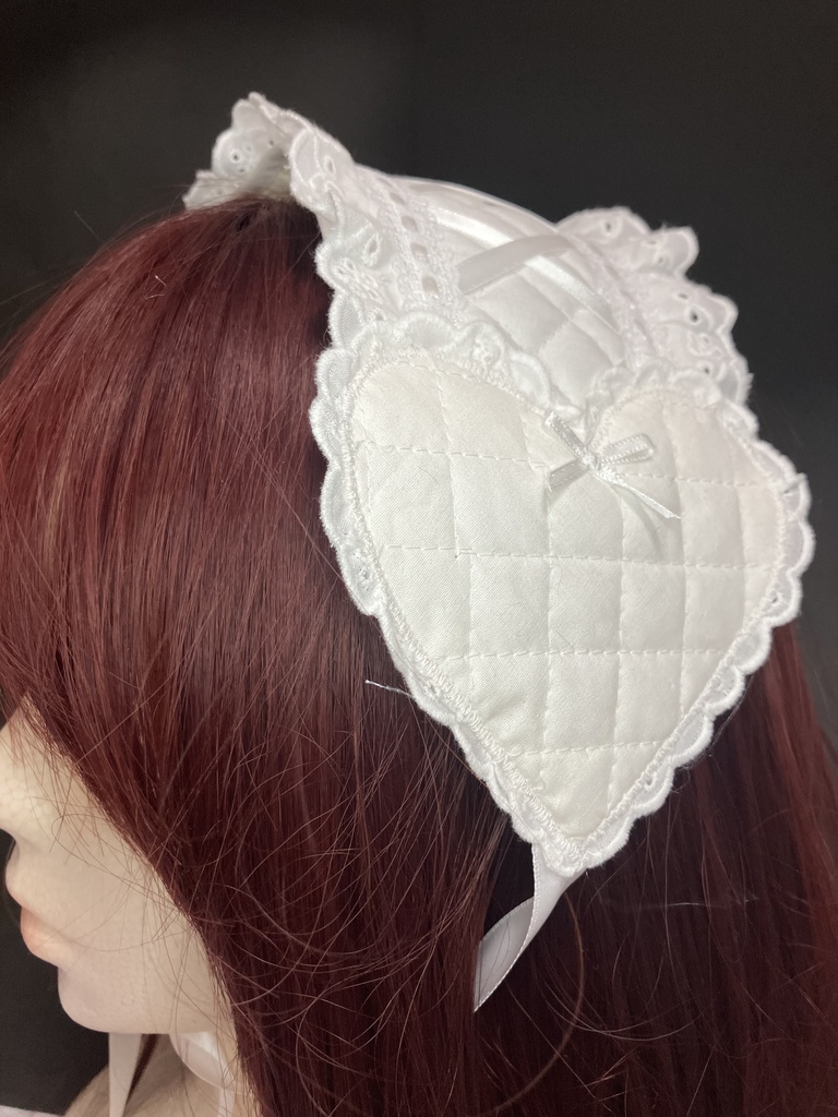 🤍ホワイトキルトのハートヘッドドレス🤍