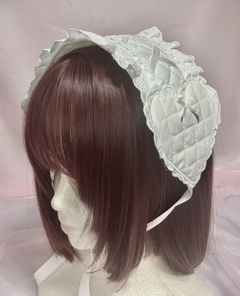 🤍ホワイトキルトのハートヘッドドレス🤍