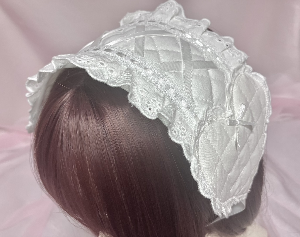 🤍ホワイトキルトのハートヘッドドレス🤍