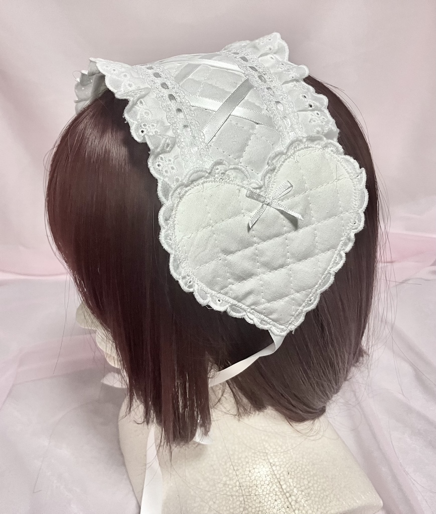 🤍ホワイトキルトのハートヘッドドレス🤍