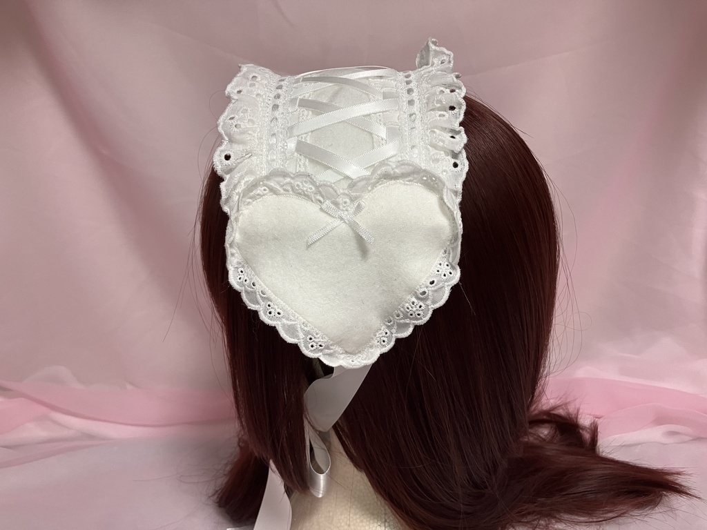 🤍モコモコフリースなホワイトハートヘッドドレス🤍