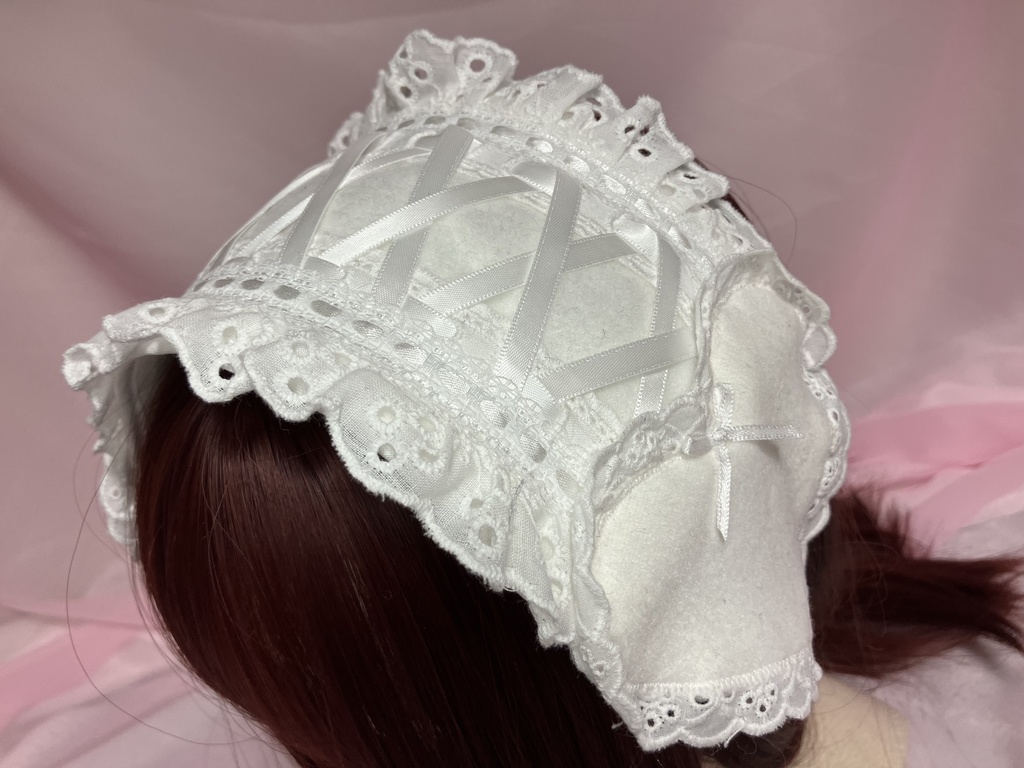 🤍モコモコフリースなホワイトハートヘッドドレス🤍