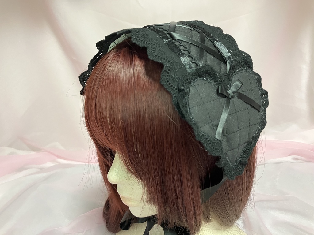 🎼ブラックキルトのハートヘッドドレス🎼