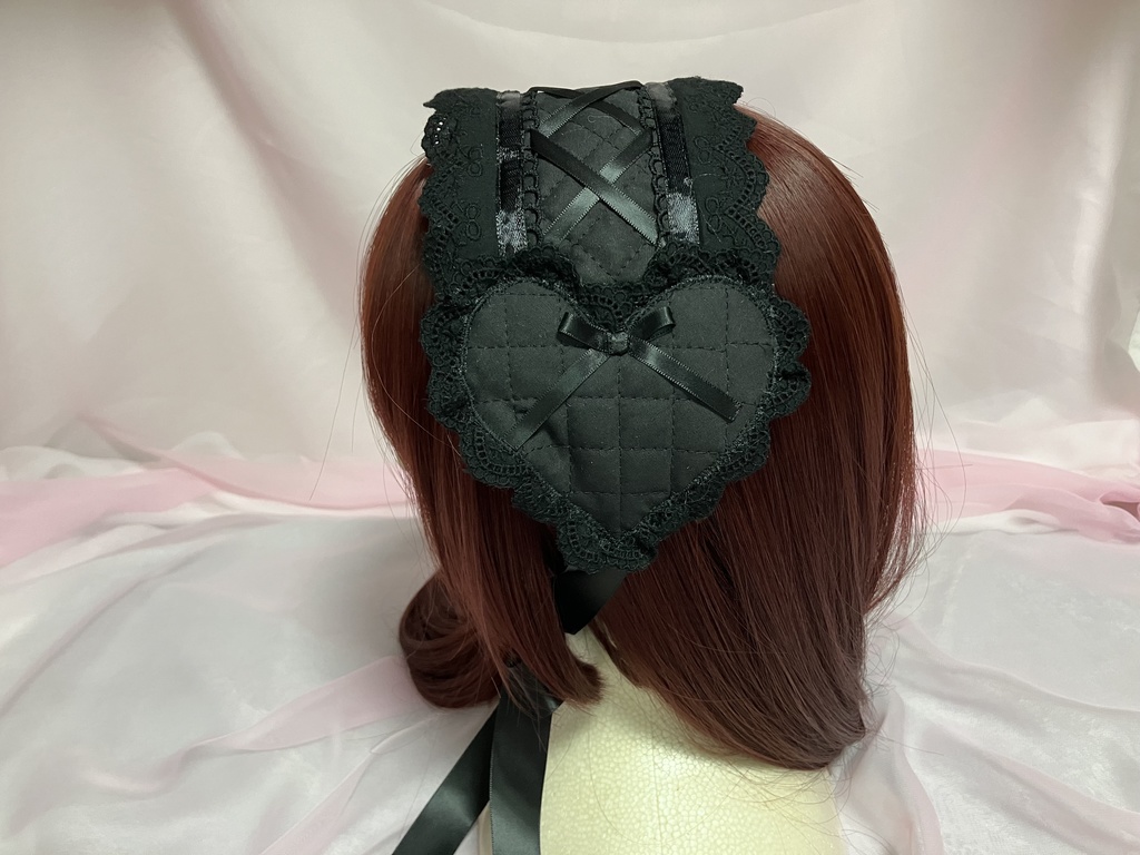 🎼ブラックキルトのハートヘッドドレス🎼