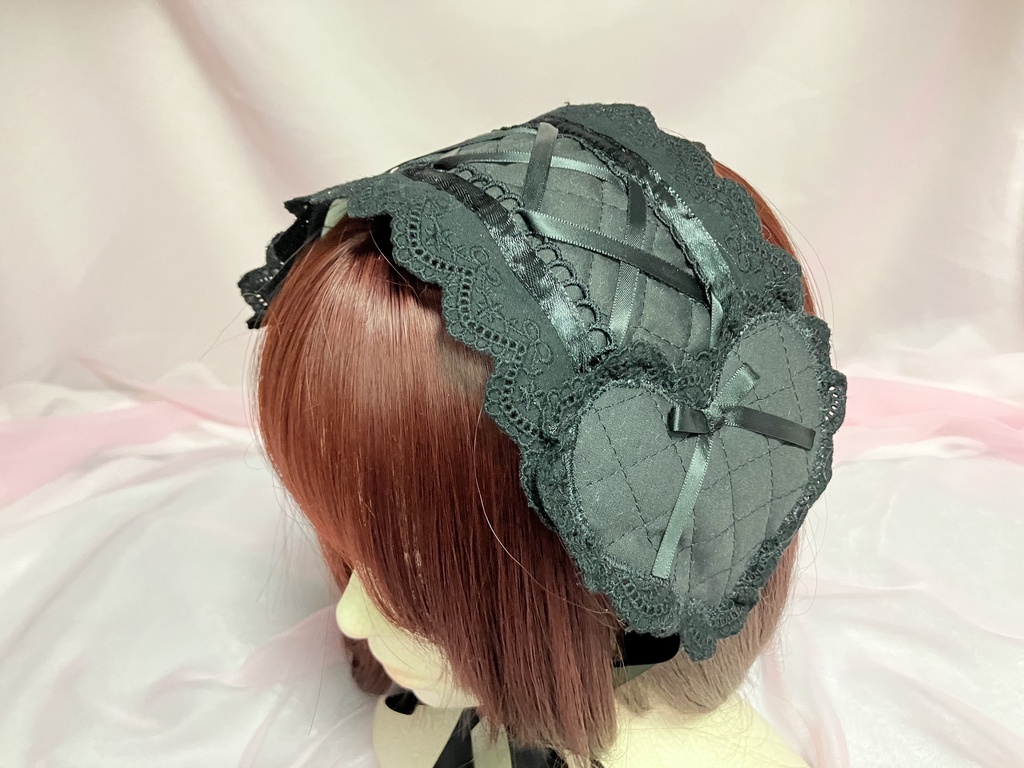 🎼ブラックキルトのハートヘッドドレス🎼