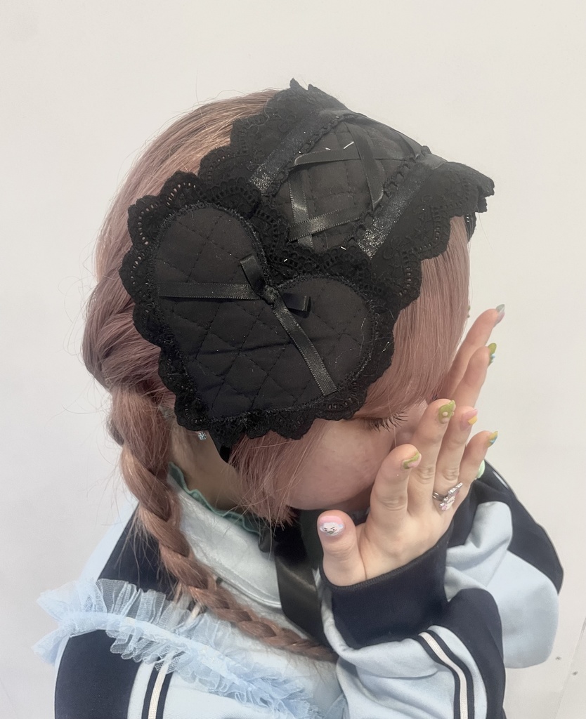 🎼ブラックキルトのハートヘッドドレス🎼