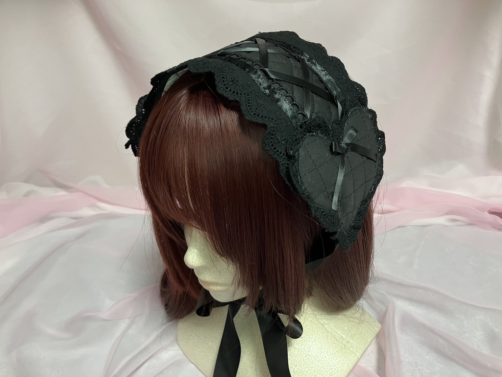 🎼ブラックキルトのハートヘッドドレス🎼