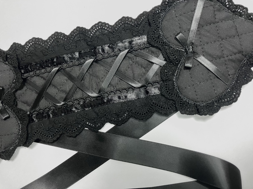 🎼ブラックキルトのハートヘッドドレス🎼