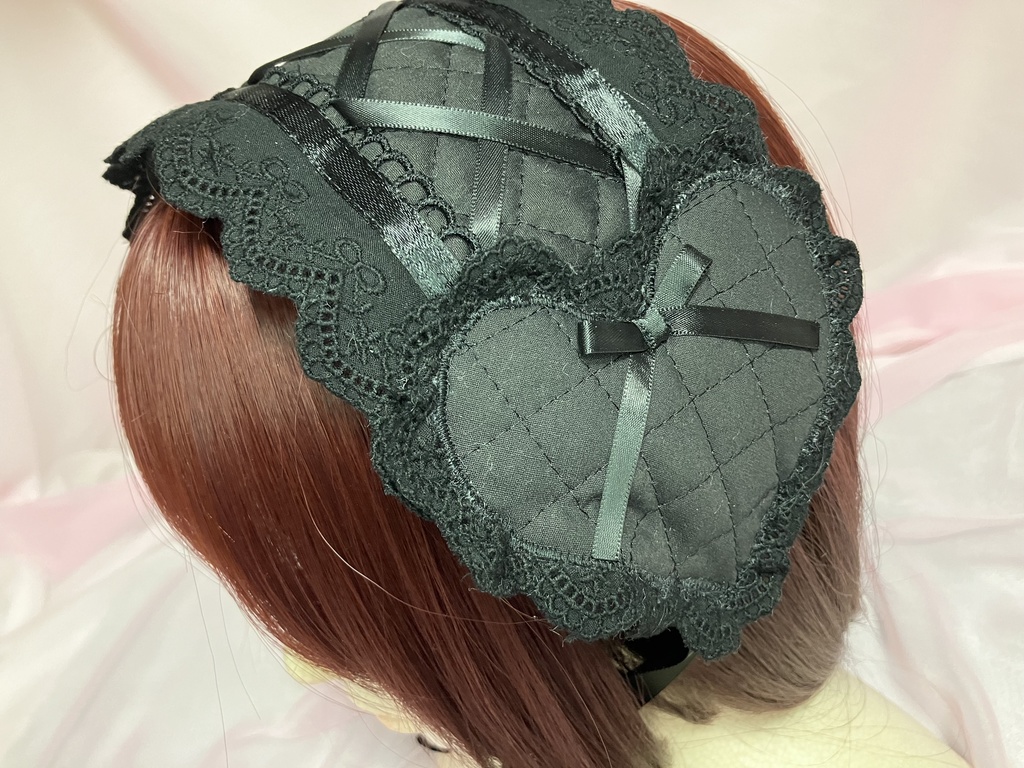 🎼ブラックキルトのハートヘッドドレス🎼