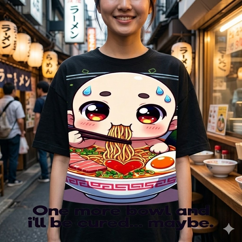 Kawaii Ramen Design Bundle – Cute Anime Food T-Shirt & Sticker Pack, Japanese Street Food Graphics Collection